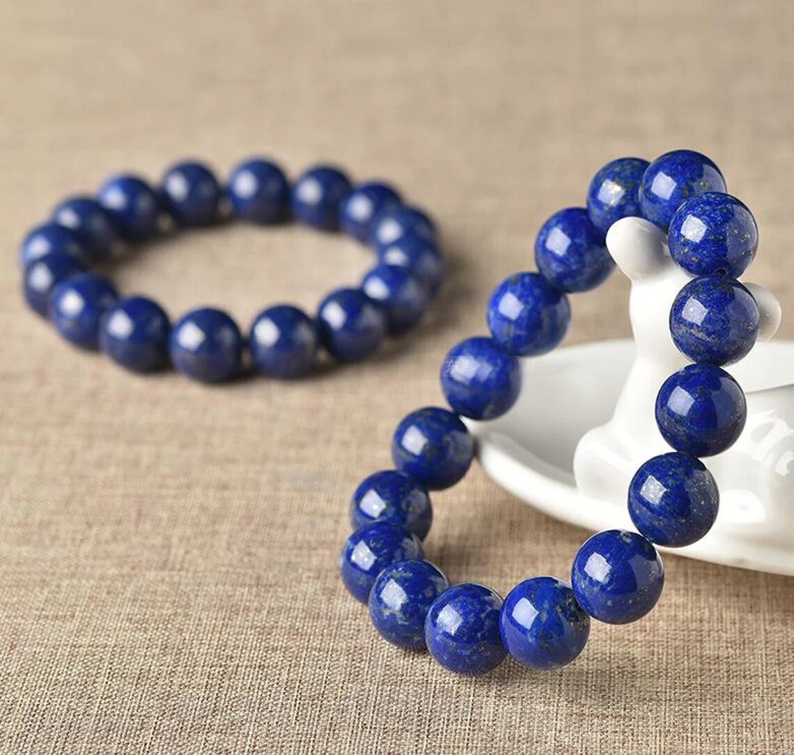 8mm Lapis Lazuli Beaded Bracelet Gemstone Stretch Healing Bracelet Handmade