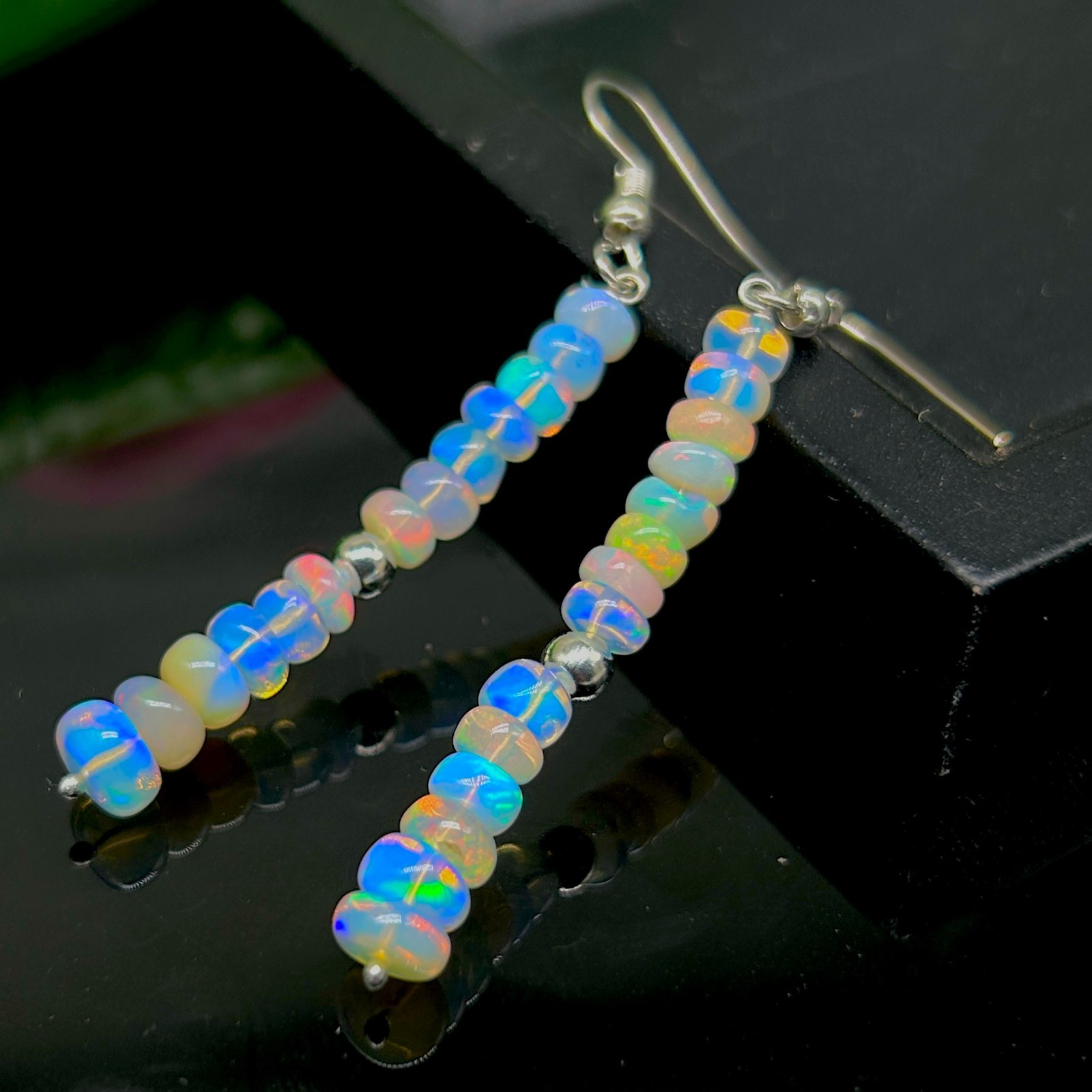 AAA+ Fire Opal Beads Cluster Earring, Natural Multifire Opal Beaded Earring