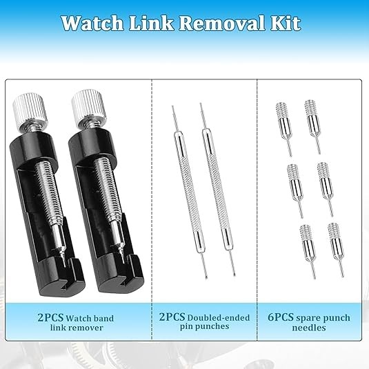 OYWGRICH 2 Pack Watch Link Removal Kit, Repair Tool for Bracelet Black