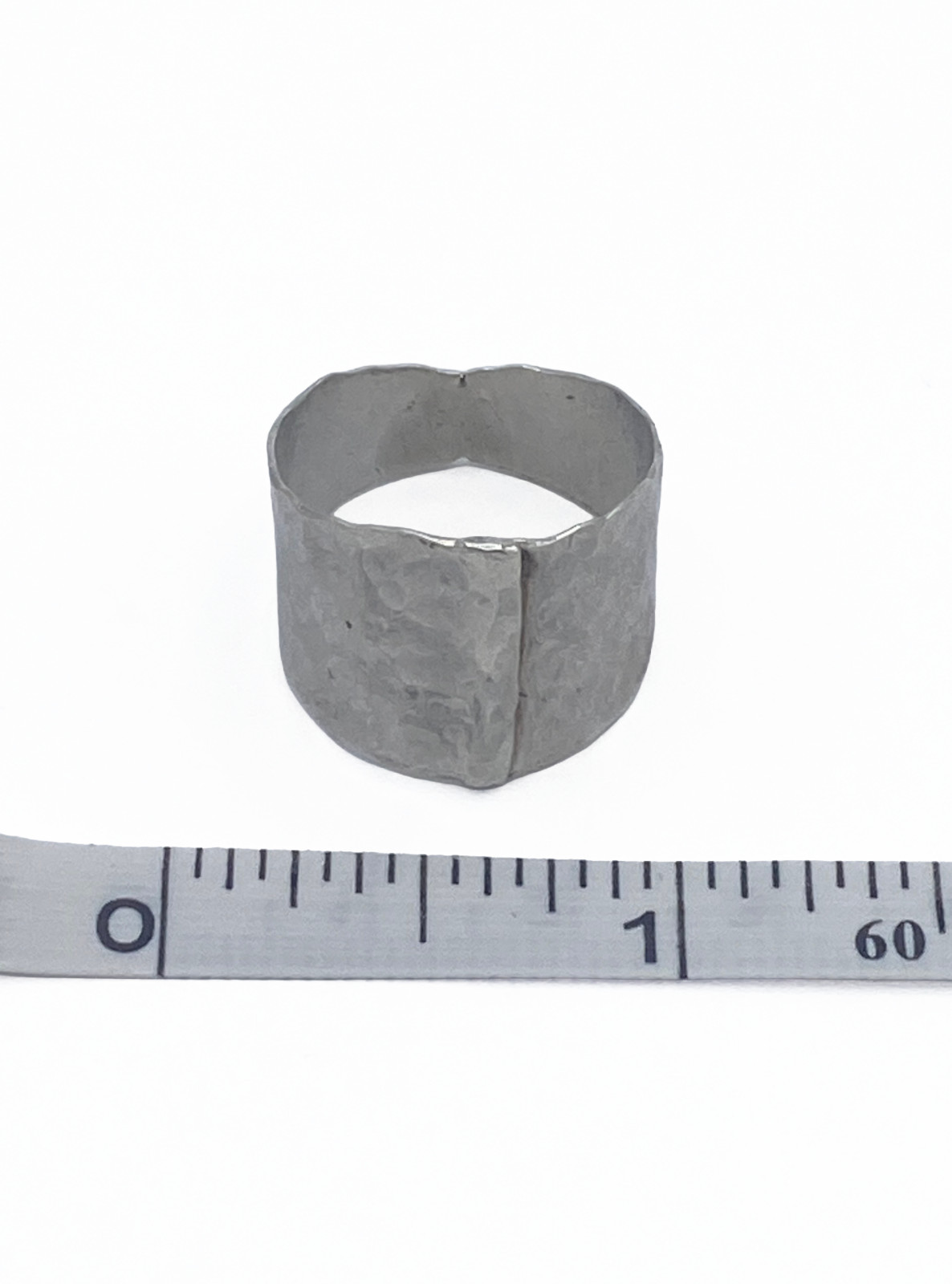 FarmMouseStudio Handmade Hammered Sterling Silver Wide Wrap Ring Size 8