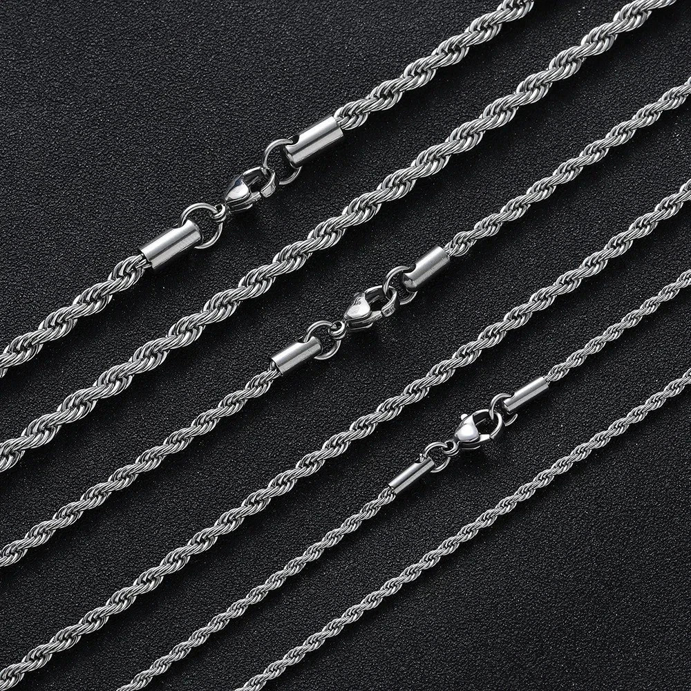 Italian Solid Sterling Silver Rope Link Chain Necklace Silver Chain UNISEX