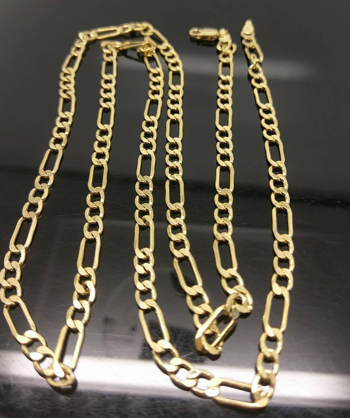 Real 10k Yellow Gold Figaro Chain Necklace 4mm 16″ 18″ 20″ 22″ 24″ 26″ 28″ Link