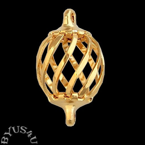 BEAD CAGE OVAL LINK CONNECTOR CHARM 15mm or 12mm GOLD or SILVER PLATED 10 pack