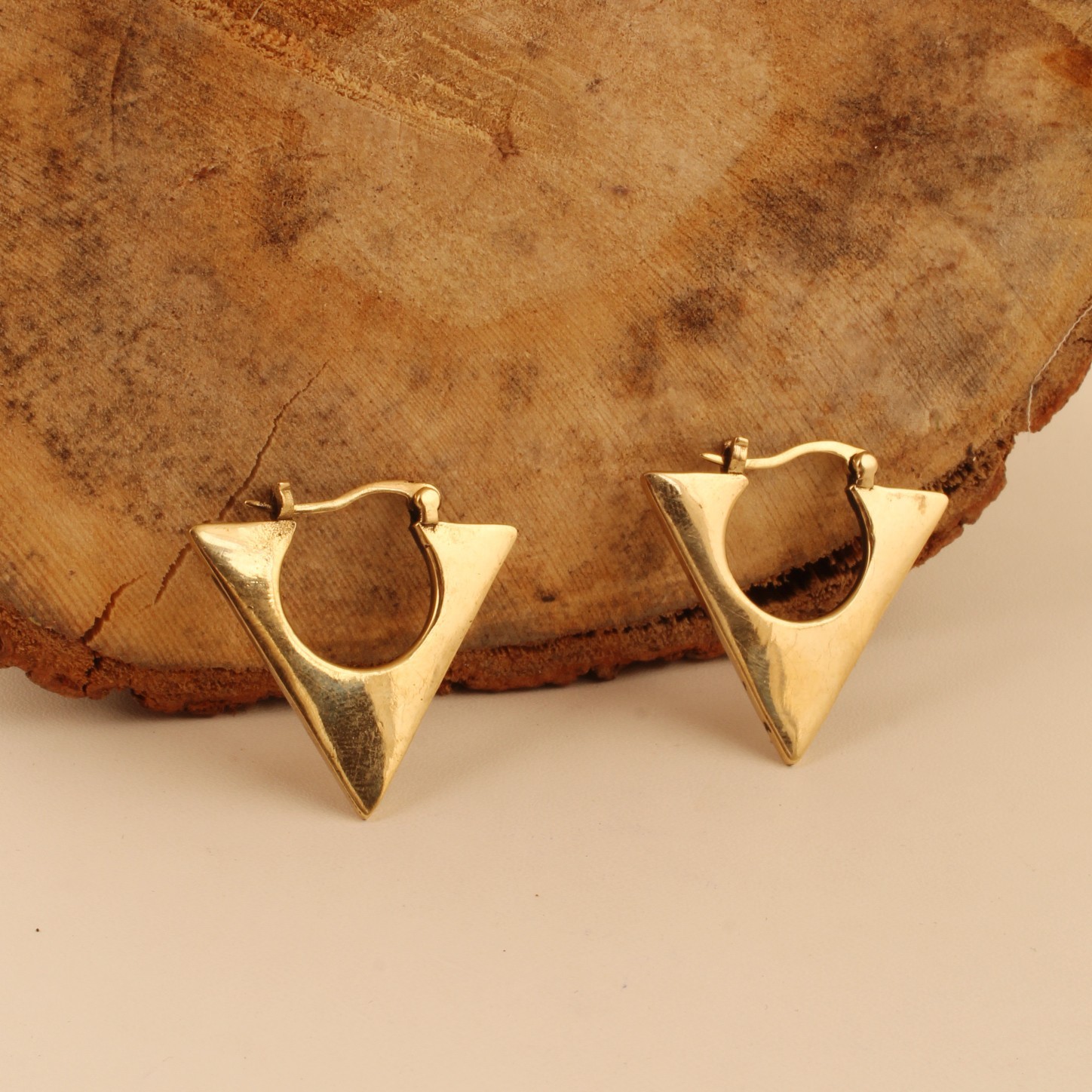 Gold Plated Geometric Triangle Hoop Earrings for Women Modern Triangle Earring