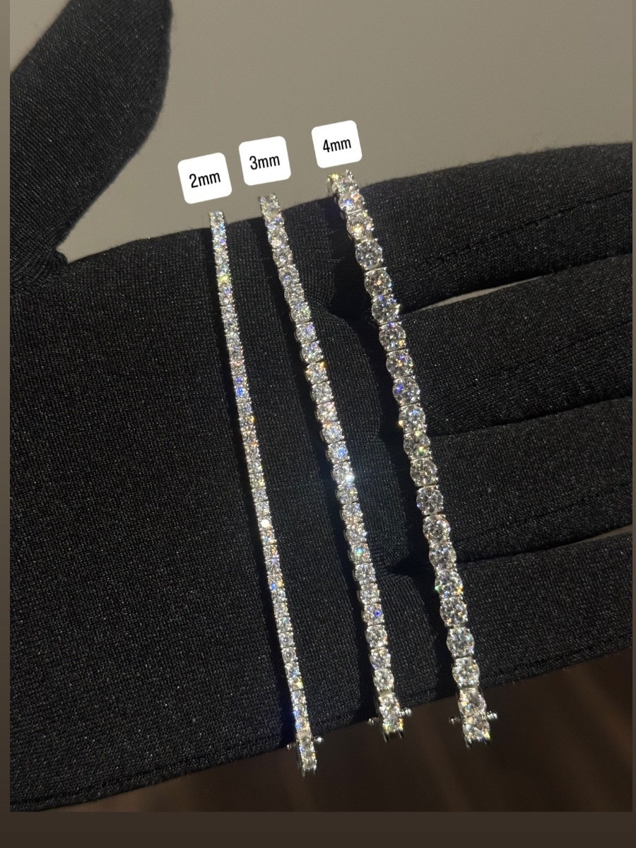 VVS Moissanite Tennis Bracelet Solid 925 Sterling Silver Men Women GRA certified