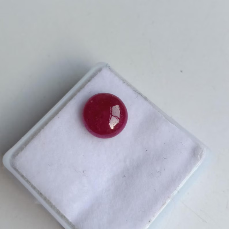 No Heat No Treat Ruby Round Cabochon Certified Earth Mine Loose Gemstone 2.35 Ct