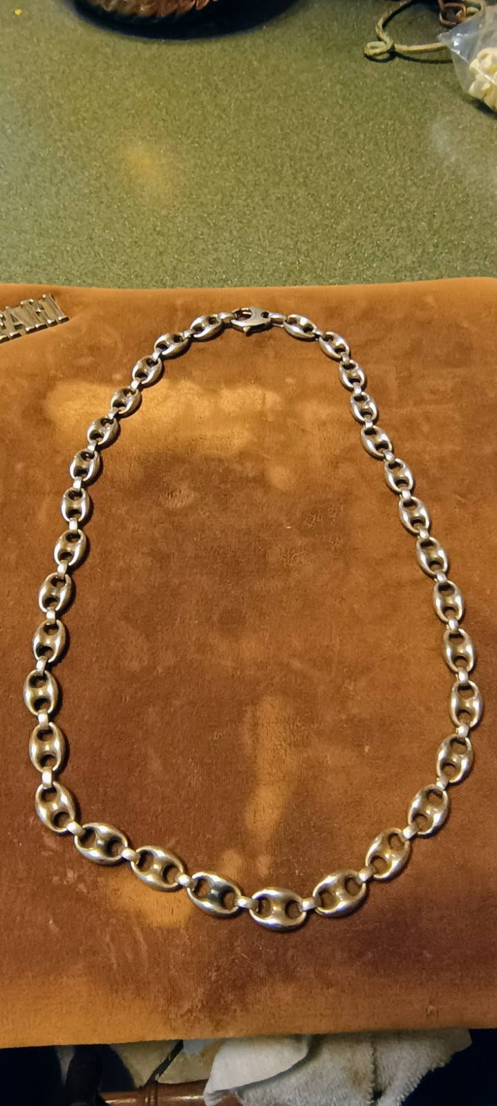Vintage Solid .925 Sterling Silver Puffed Mariner Link Chain Necklace 39.66G