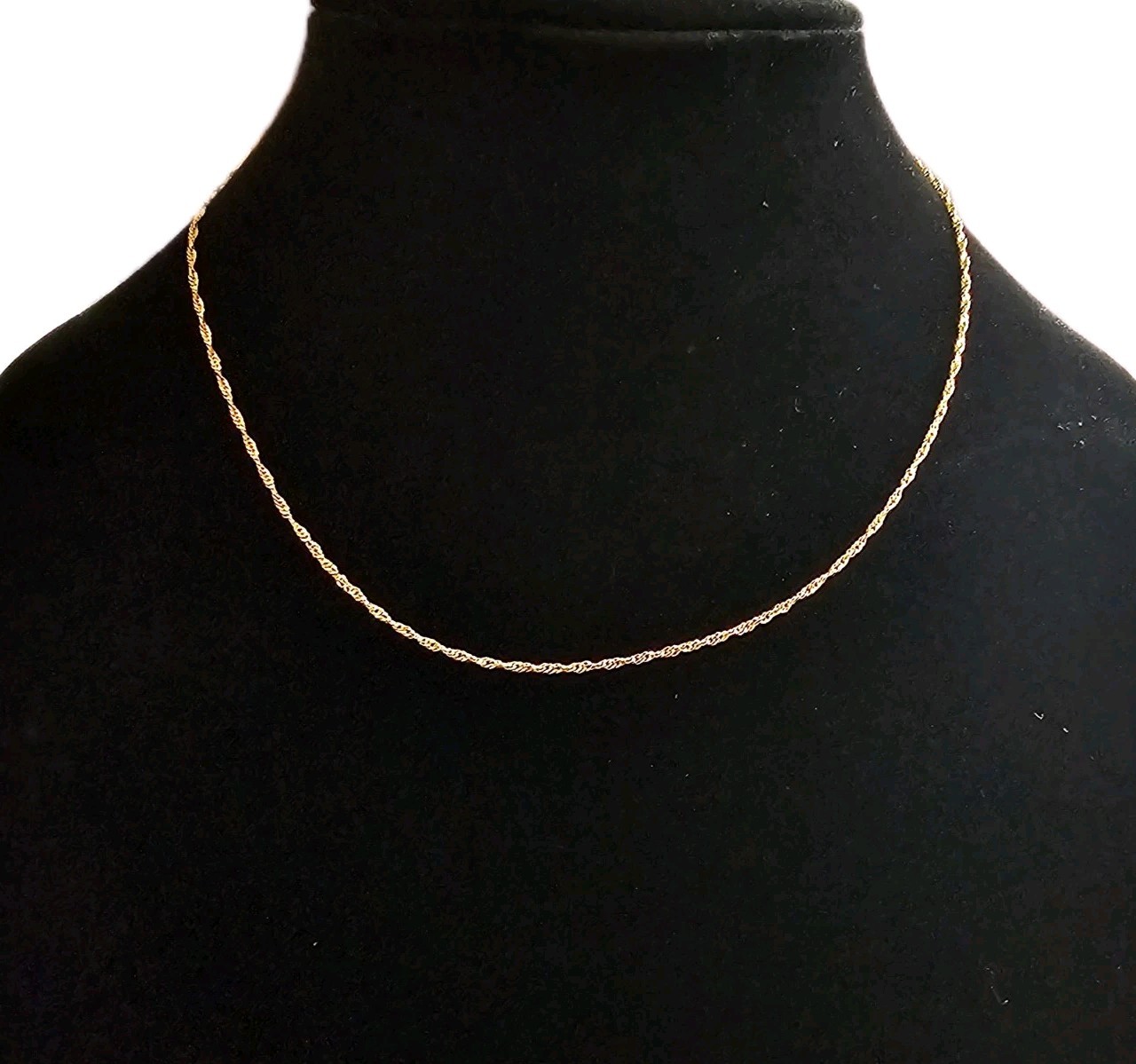 14K GP Gold Plated Rope Chain Necklace Vintage Heavy Look 18″ 1.7g Stamped Clasp