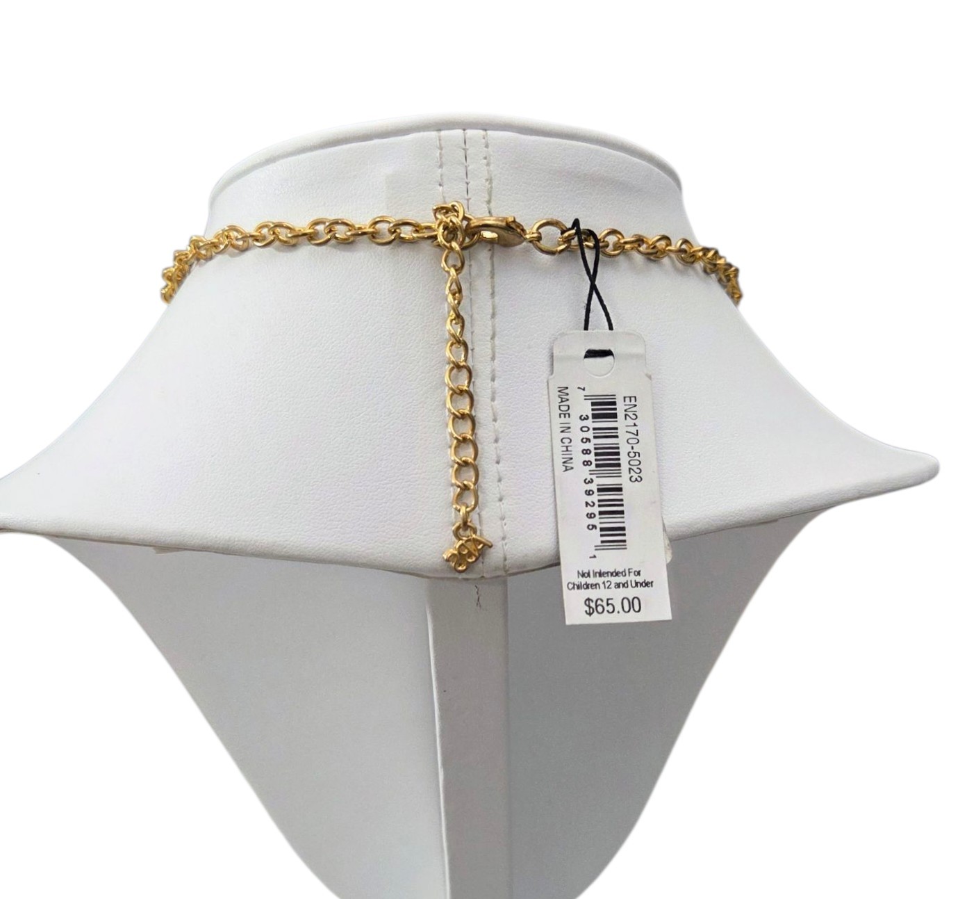 ABS By Allen Schwartz Statement Chain Necklace Rhinestones Beaded Gold Tone NWT