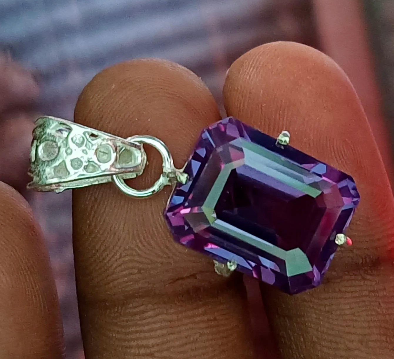 Natural 18.60 CT Color Change Alexandrite Certified Gemstone Pendant 925 Silver