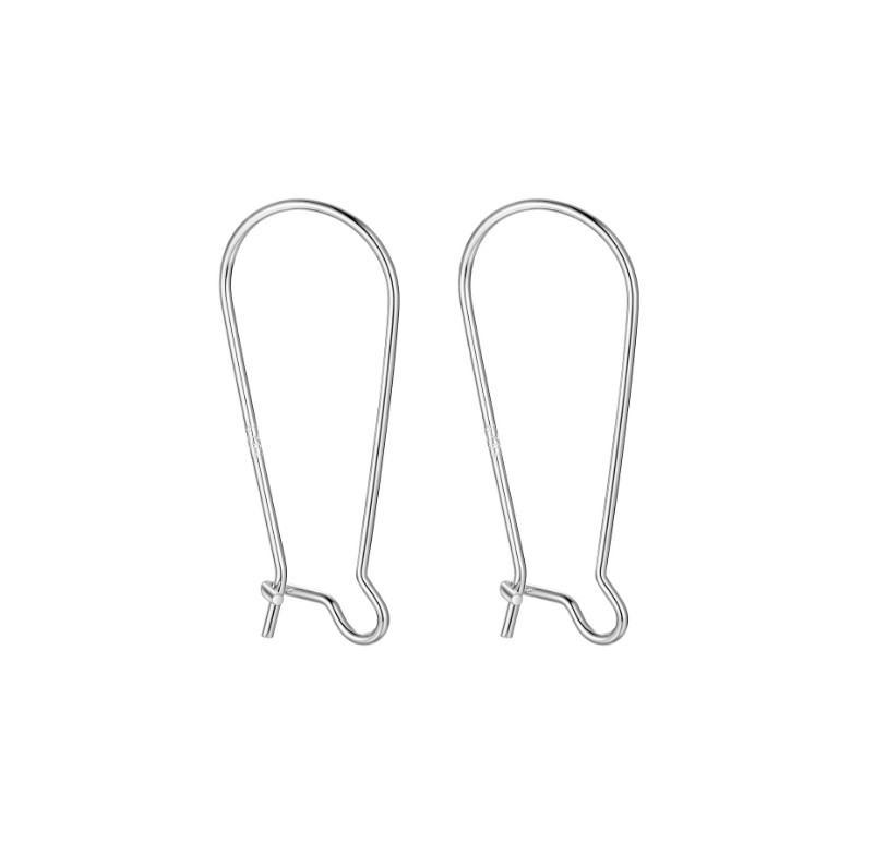 925 Sterling Silver 30mm Kidney Ear Wire Hook Earring Findings 2pcs/10Pcs DIY