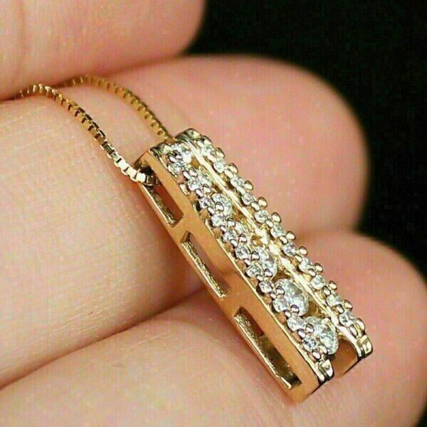 2.20Ct Round Simulated Diamond Halo Engagement Pendant In 14K Yellow Gold Plated