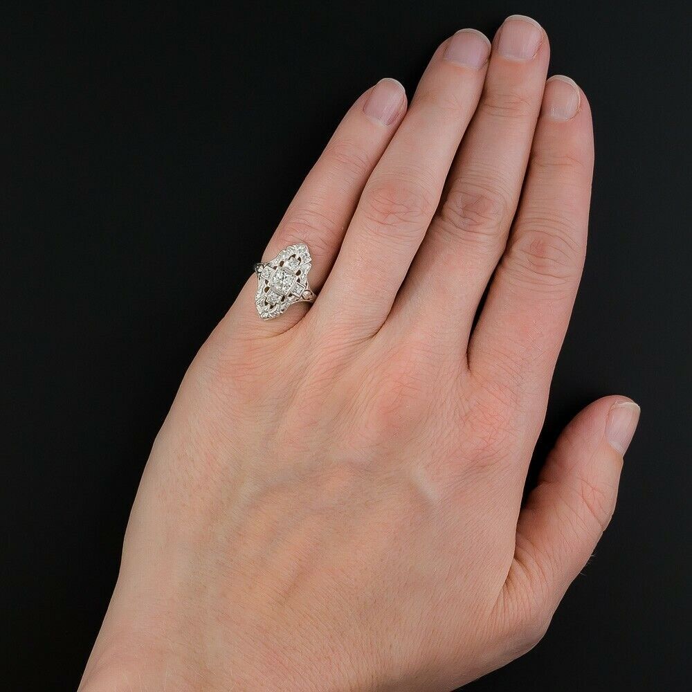 Elegant 925 Sterling Silver White Topaz Charm Wedding Engagement Ring Size 7