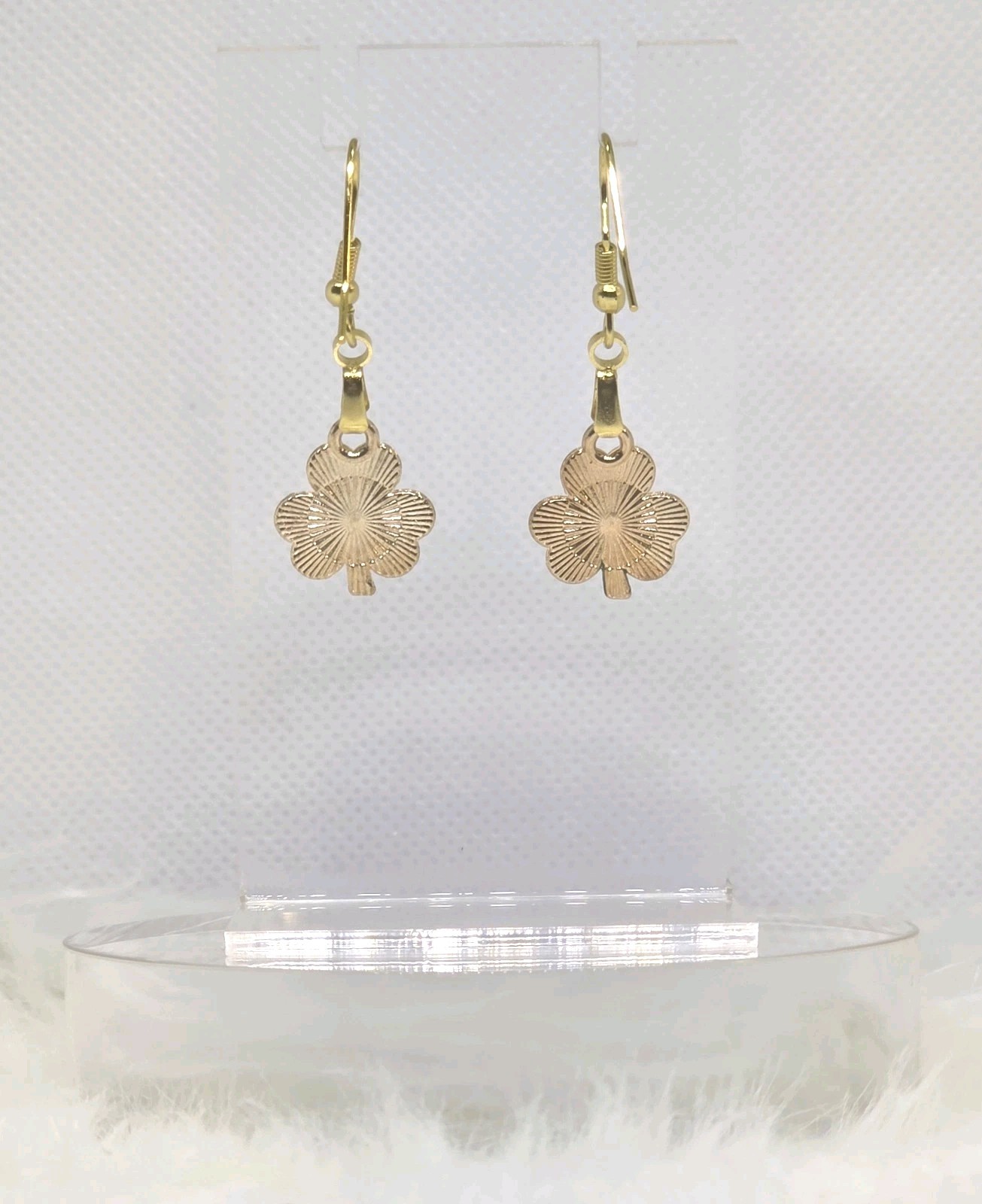 ST Patrick’s Day Green & Gold Layered Heart Clover French Hook Fashion Earrings