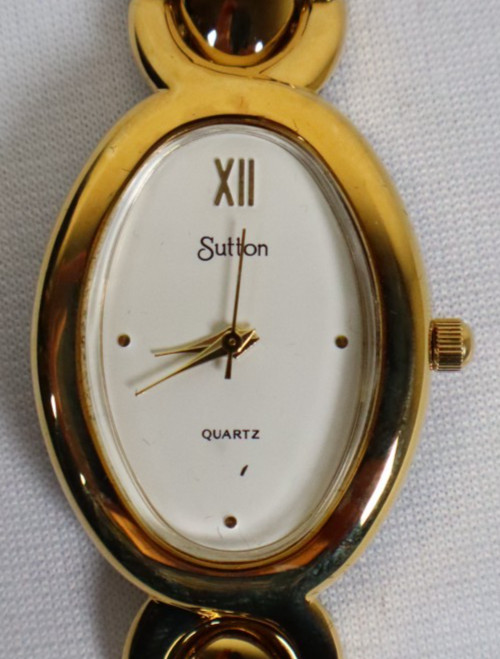 Sutton Quartz Watch Gold Tone Oval Face NIB Needs New Battery ONE YEAR WARRANTY