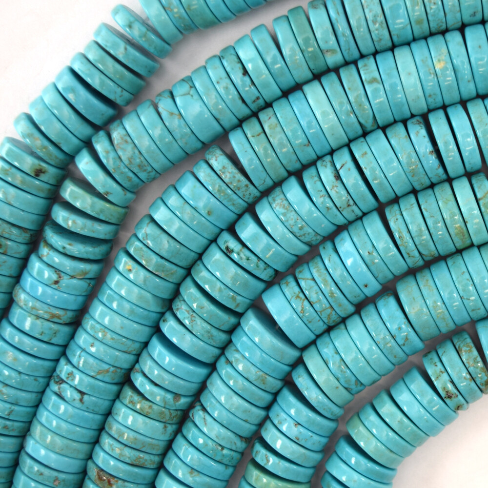 Blue Turquoise Heishi Disc Beads Gemstone 15.5″ Strand 3mm 4mm 6mm 8mm 10mm