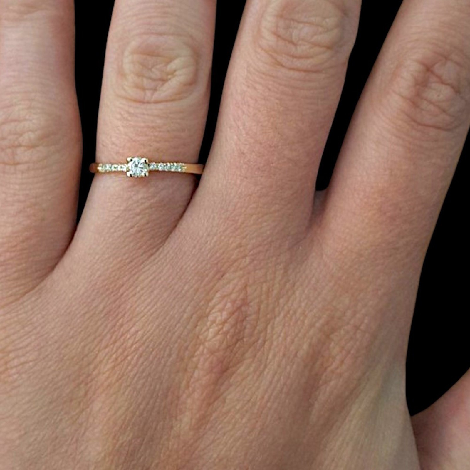 Diamond Ring Gold Lab Grown Designer Round Cut 18k Yellow E F VVS 0.25 Carat