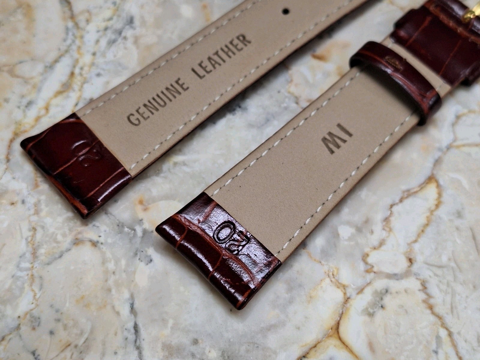 IW Reddish Brown Marron Genuine Leather Padded Watch Band Strap 20 mm Vintage
