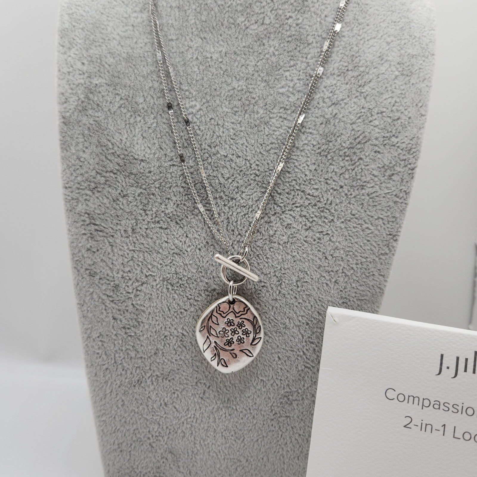 Boho Floral Locket Necklace Reversible Pendant 2 in 1 Necklace by J Jill Dainty