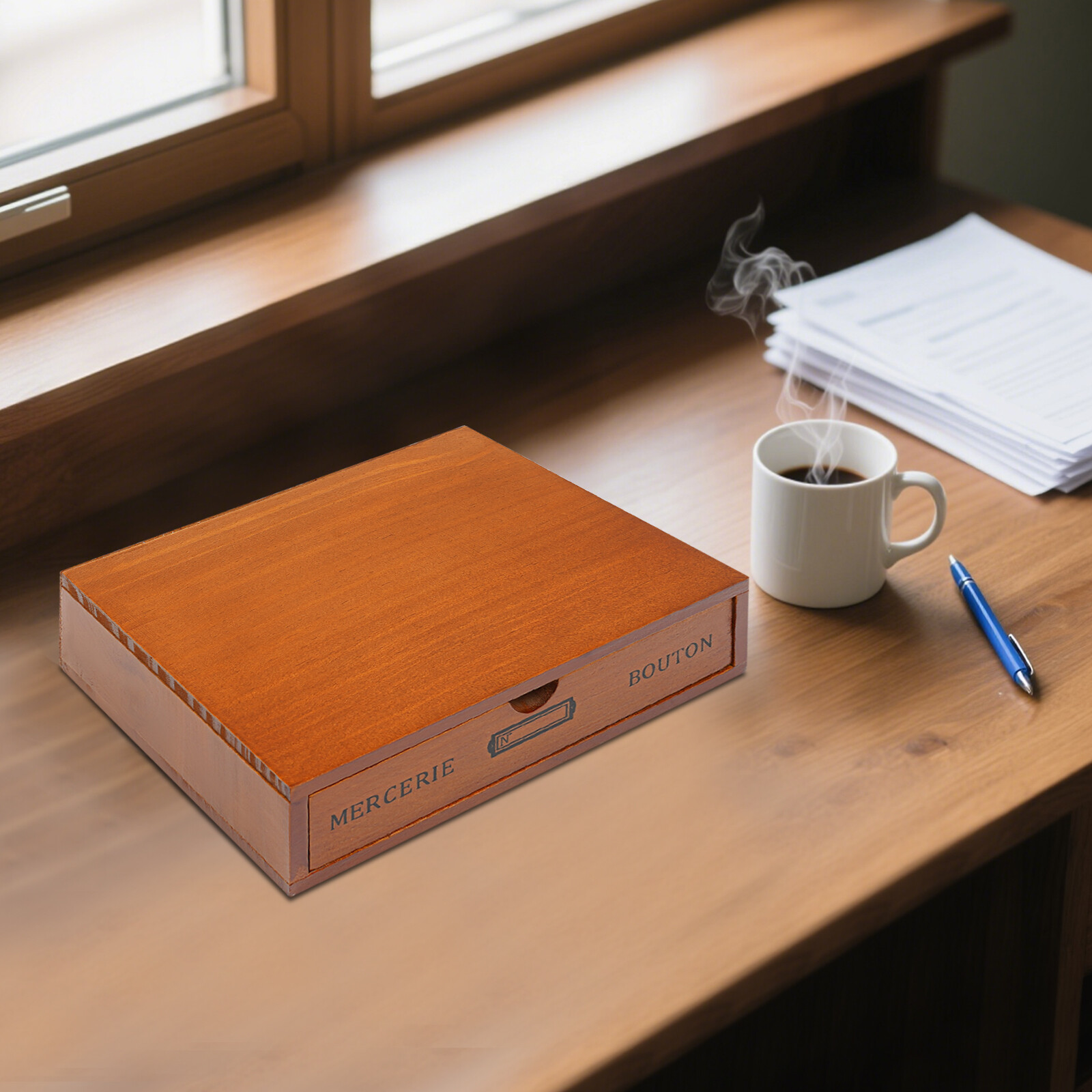 Single-Drawer Storage Box, Wooden Desktop Jewelry Organizer, Desktop Drawer Box