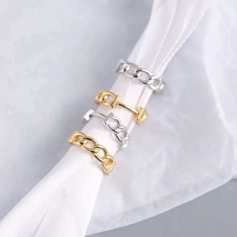 925 Silver Chain Link Huggie Hoop Earrings Vintage Unisex Geometric Earrings A62
