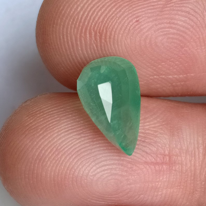 3 Carat Zambian Green Emerald Pear Shape Earth Mined Loose Gemstone