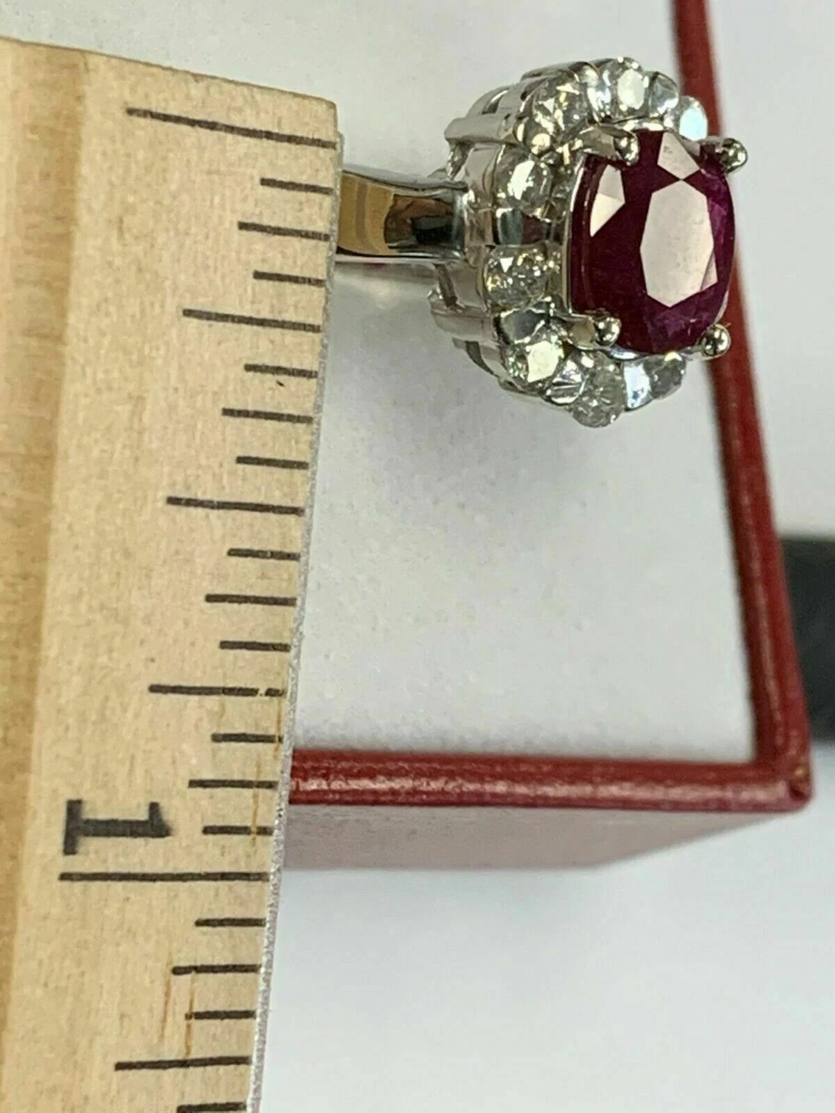 3.60 Ct Oval Cut Natural Ruby Diamond Engagement Ring 14K Solid White Gold 6