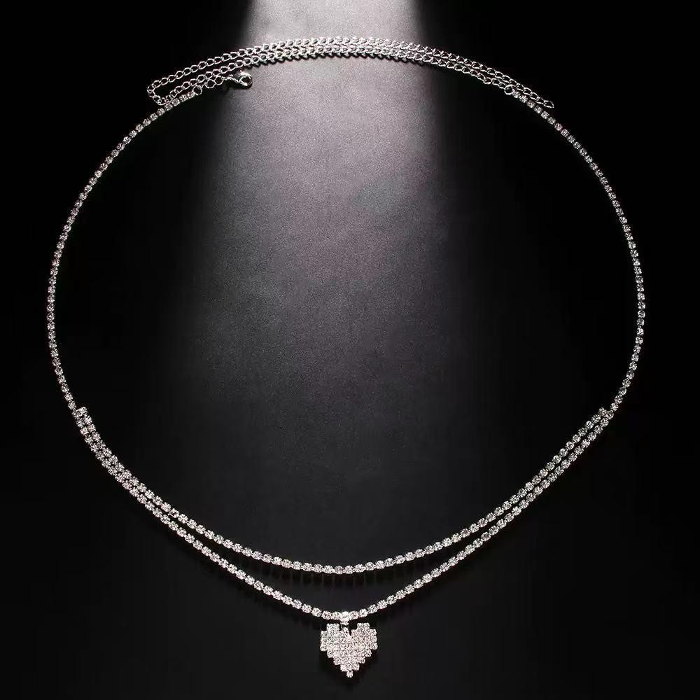 Luxury Rhinestone Double Chain Crystal Water Drop Waist Belly Chain for Women