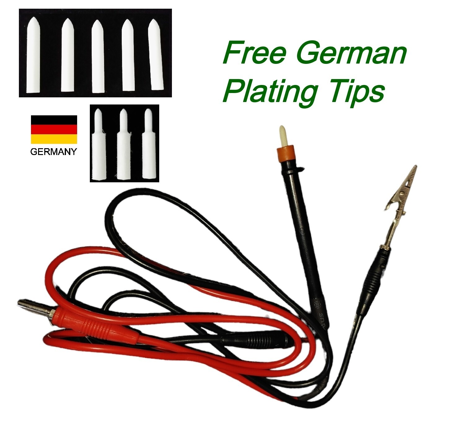 Delux Rhodium Gold Plating Pen Platinum contacts + Black Cable & Free Tips