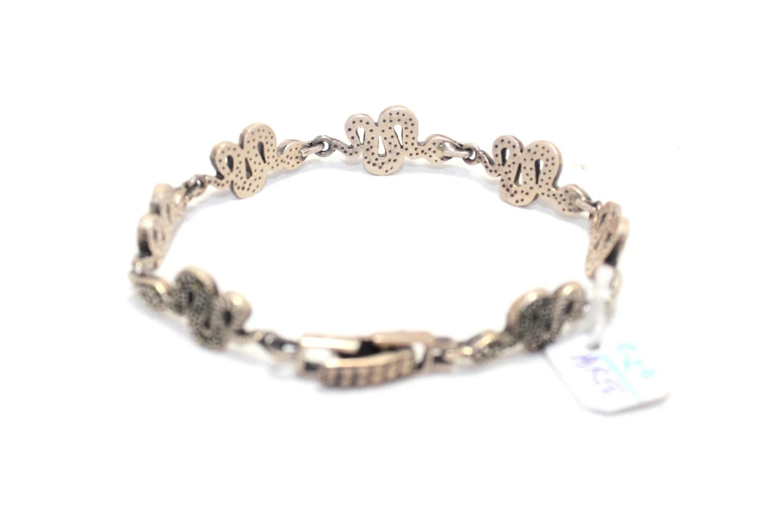 Charm Snake Reptile Bracelet Silver Sterling 925 Marcasite Stone Women Gift