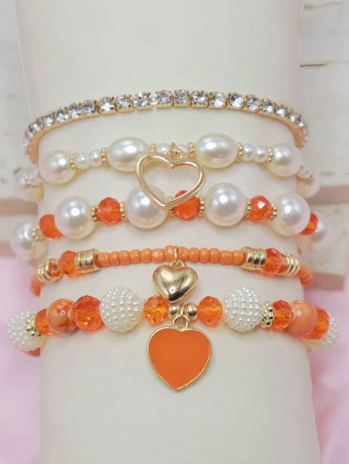 5 PCS Bohemian Stackable Beaded Bracelets Set for Women Girl Multicolor Stretch