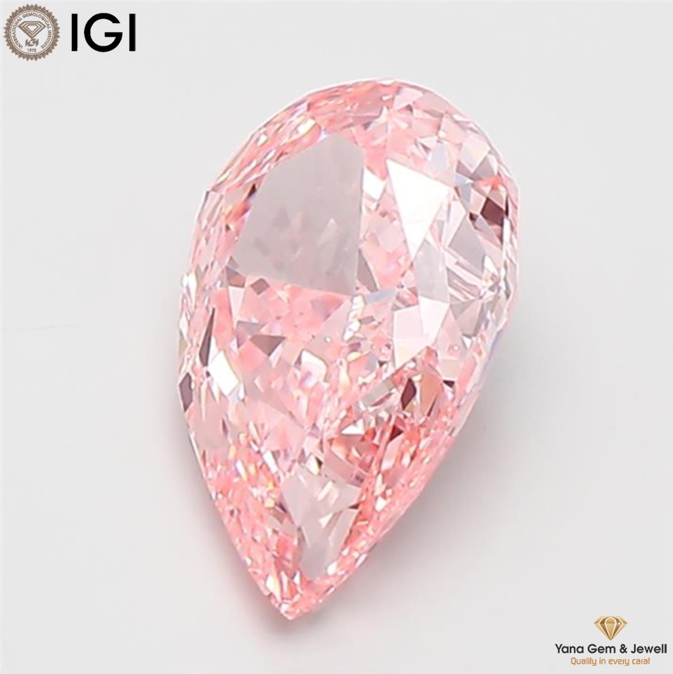 CVD Lab Grown Diamond Pear Shape IGI Certified VS1 Clarity Vivid Pink 2.00 Carat