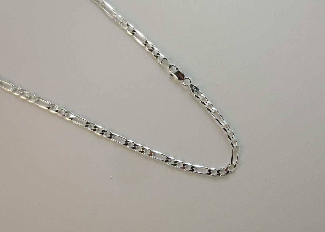 4mm Sterling Silver Figaro Chain. Pure .925 Italian Chain. 7,8,9 & 16 to 30 inch