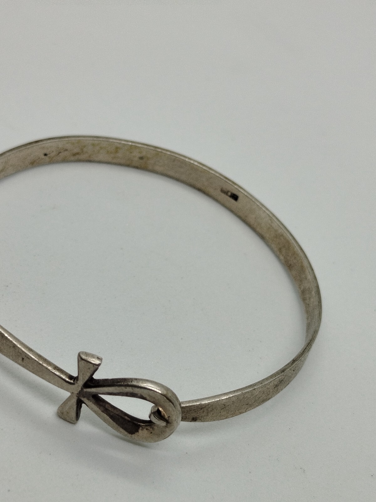 Vtg Egyptian Cross Bracelet Solid Silver 10.6g