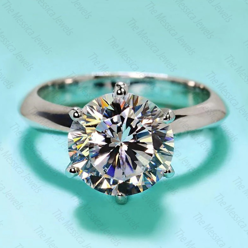 1.75 Ct Round Moissanite Six Prong Solitaire Wedding Ring In 925 Sterling Silver