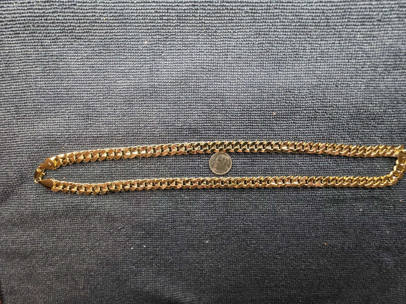 14k Yellow Gold Filled Cuban Link Chain Necklace Lobster Clasp Signed 22 in