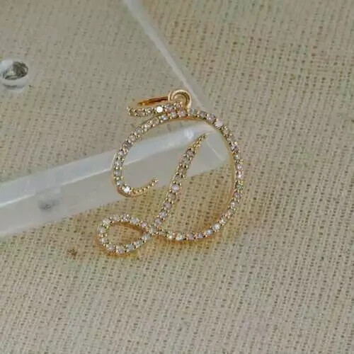 1.50 Ct Round Cut Diamond D Initial Letter Pendant Charm 14K Yellow Gold Finish