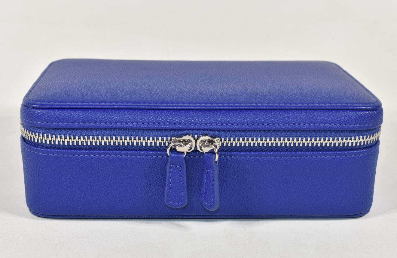Mark and Graham Medium Travel Jewelry Case True Blue Blank No Mono NWOT