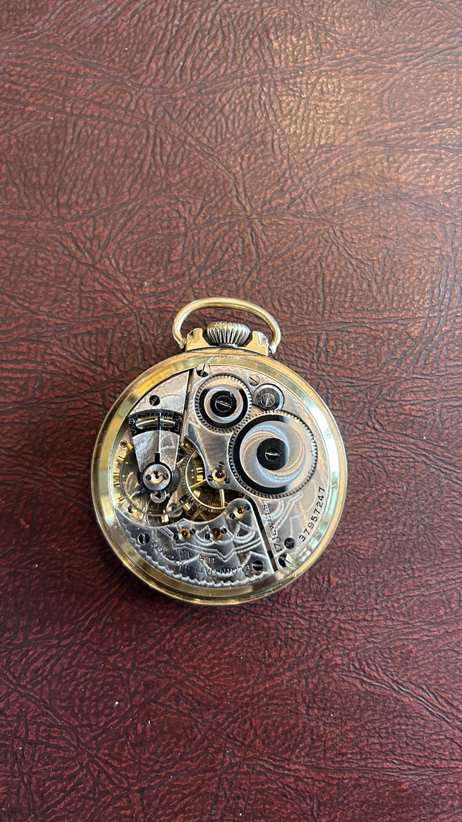 Elgin Open Face Pocket Watch Mechanical Manual Gold Case White Arabic Dial
