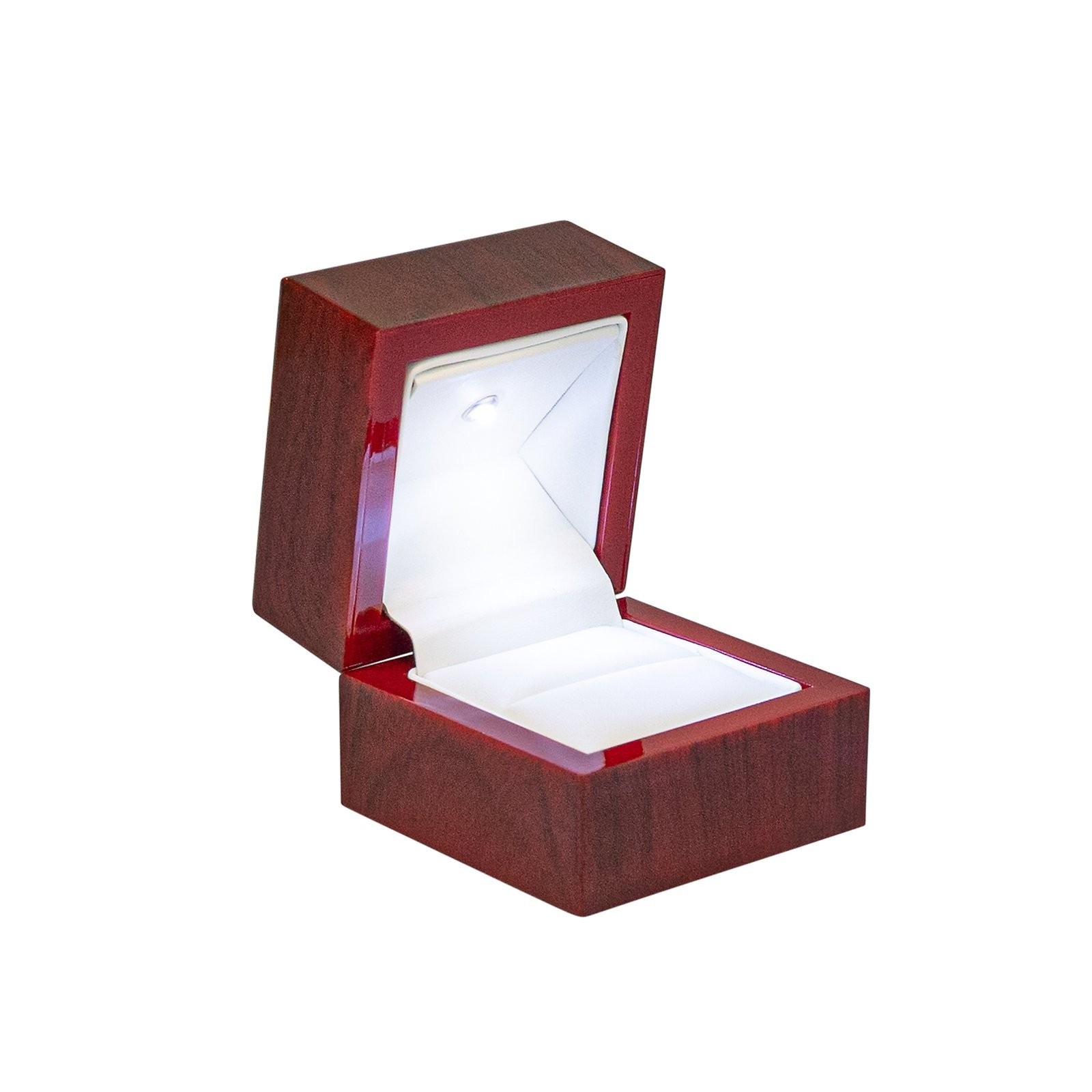 Novel Box Cherry Wood Led Ring Box, Led Light Ring box for Engagement Proposal