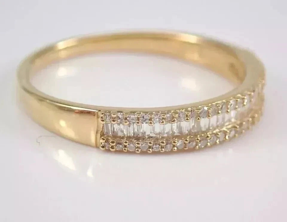 2Ct Baguette Cut Lab-Created Diamond Wedding Band Ring 14k Yellow Gold Plated
