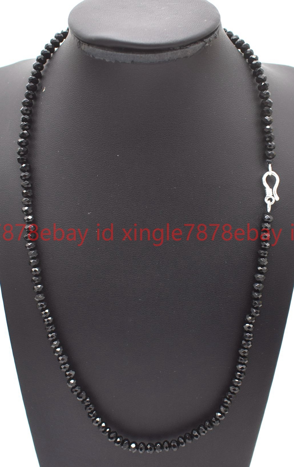 Natural 2x4mm Faceted Black Agate Rondelle Gemstone Beaded Necklace 16-28in