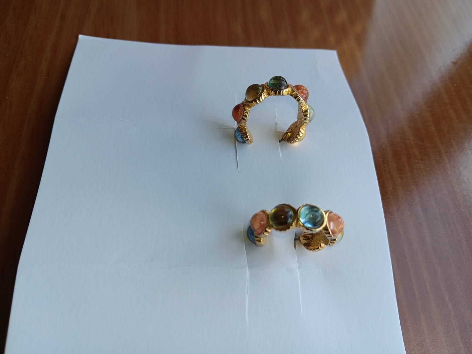 Stud Hoop Earrings With Multicolor Gemstones