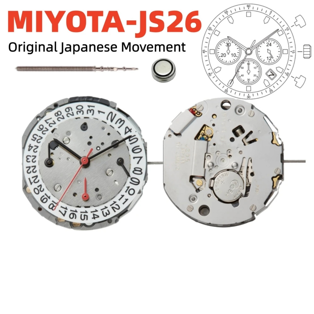 Miyota JS26 Quartz Watch Movement Chronograph High Hand Height Date at 4:30 New