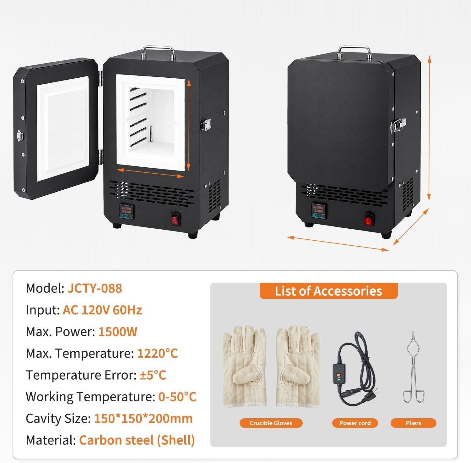 Tabletop Electric Kiln for Wax Casting Metal Melting Furnace 1500W DIY Projects