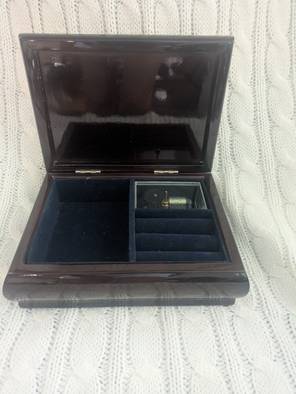 Black Wooden Lined Rectangular Jewelry Box Snow White Theme for Ring/Earring
