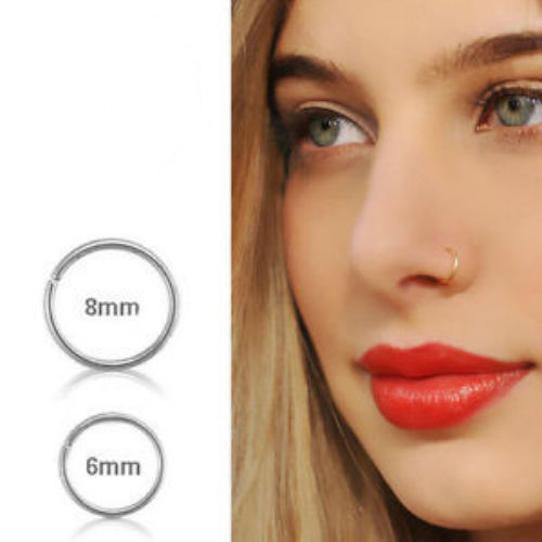 Rainbow Titanium Anodized Stainless Steel Nose Ring Hoop 8mm 20 G