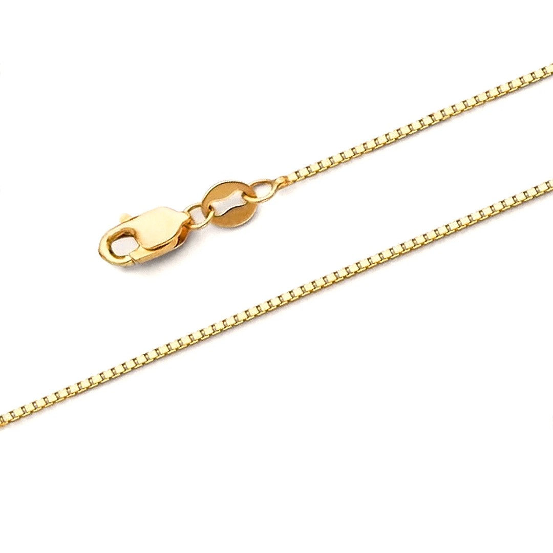 14k 20″ REAL Yellow Gold Solid Box Link Chain Necklace with Lobster Claw Clasp