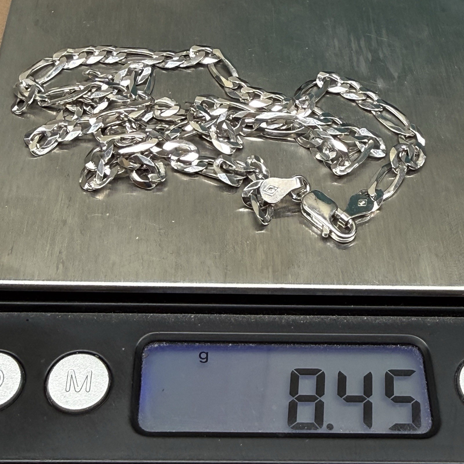 ITALY 925 Sterling Silver FIGARO Chain Necklace 18” 4.3mm