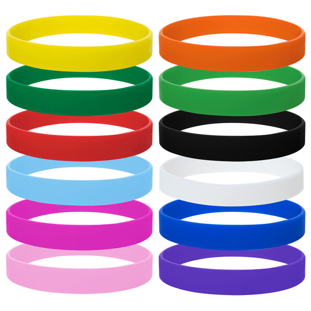 10 Pcs Silicone Rubber Bracelet Solid Wristband, Blank Rubber Band, Multicolor